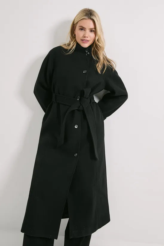 Classic Midi Funnel Neck Coat
