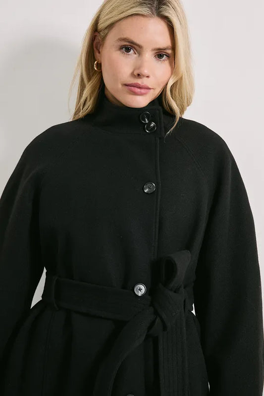 Classic Midi Funnel Neck Coat